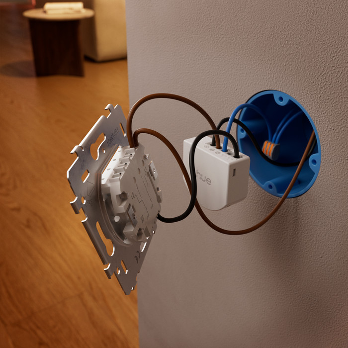 Philips Hue Kabelgebundenes Wandschaltermodul für nicht smarte Lampen 1 Kanal produkt in gebrauch