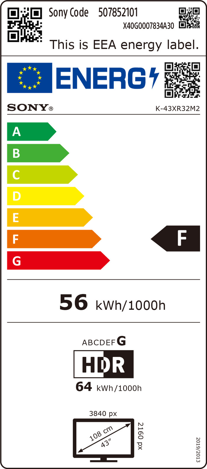 Sony BRAVIA 3 II LED 43 inches (2026) energy label