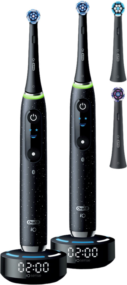 Oral-B iO 10 Schwarz und Schwarz Doppelpack + 4 Aufsteckbürsten Main Image