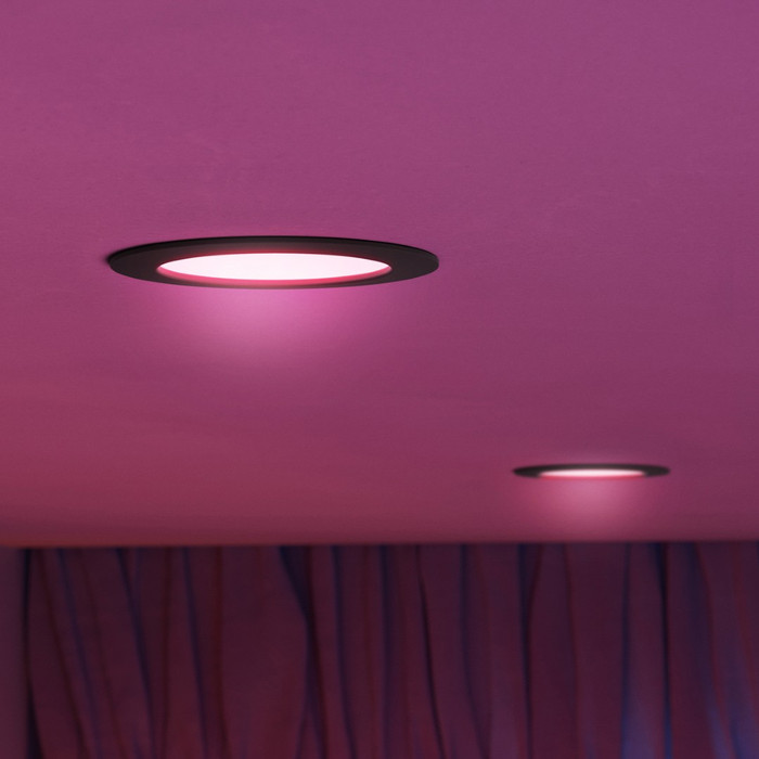 Philips Hue Recessed Spot Light Slim - White and Color 170mm - Black product in use