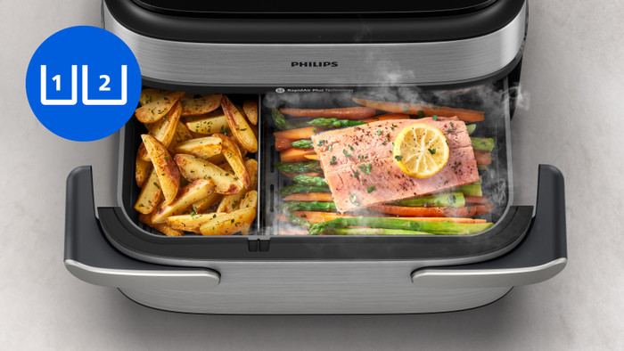 Philips Airfryer 5000 serie Megabasket NA565/02 produkt in gebrauch