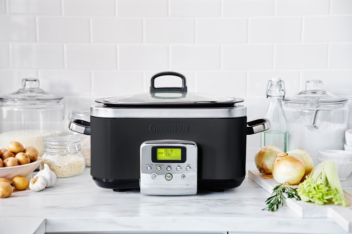GreenPan Elite Slowcooker Schwarz 6 Liter vorne