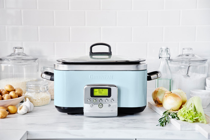 GreenPan Elite Slowcooker Blue Haze 6 Liter vorne