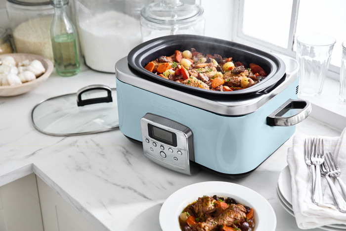 GreenPan Elite Slowcooker Blue Haze 6 Liter produkt in gebrauch