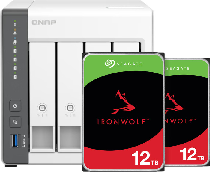 QNAP TS-433-4G + Seagate Ironwolf 12 TB Doppelpack Main Image