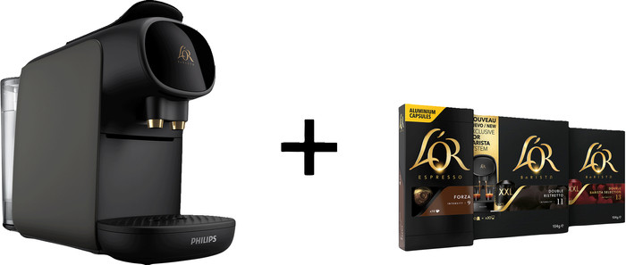 Philips L'OR Barista Sublime LM9012/23 Grau mit Kaffeekapseln vorne