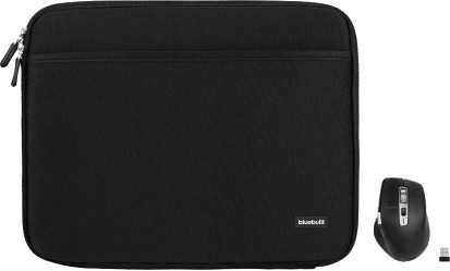 BlueBuilt Laptophülle Breite 33 cm 14 Zoll M Schwarz + Maximus Maus Main Image