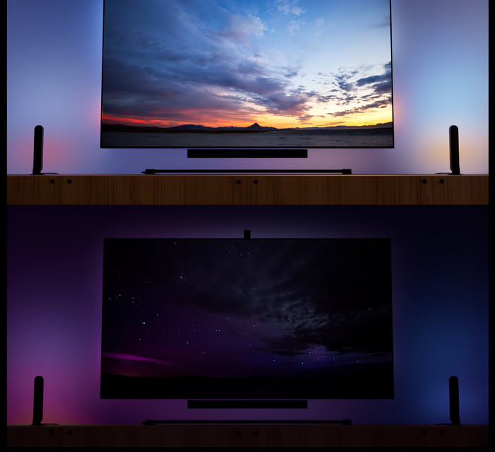 Philips Hue Play Gradient LED-Streifen für 75 bis 85 Zoll Fernseher produkt in gebrauch