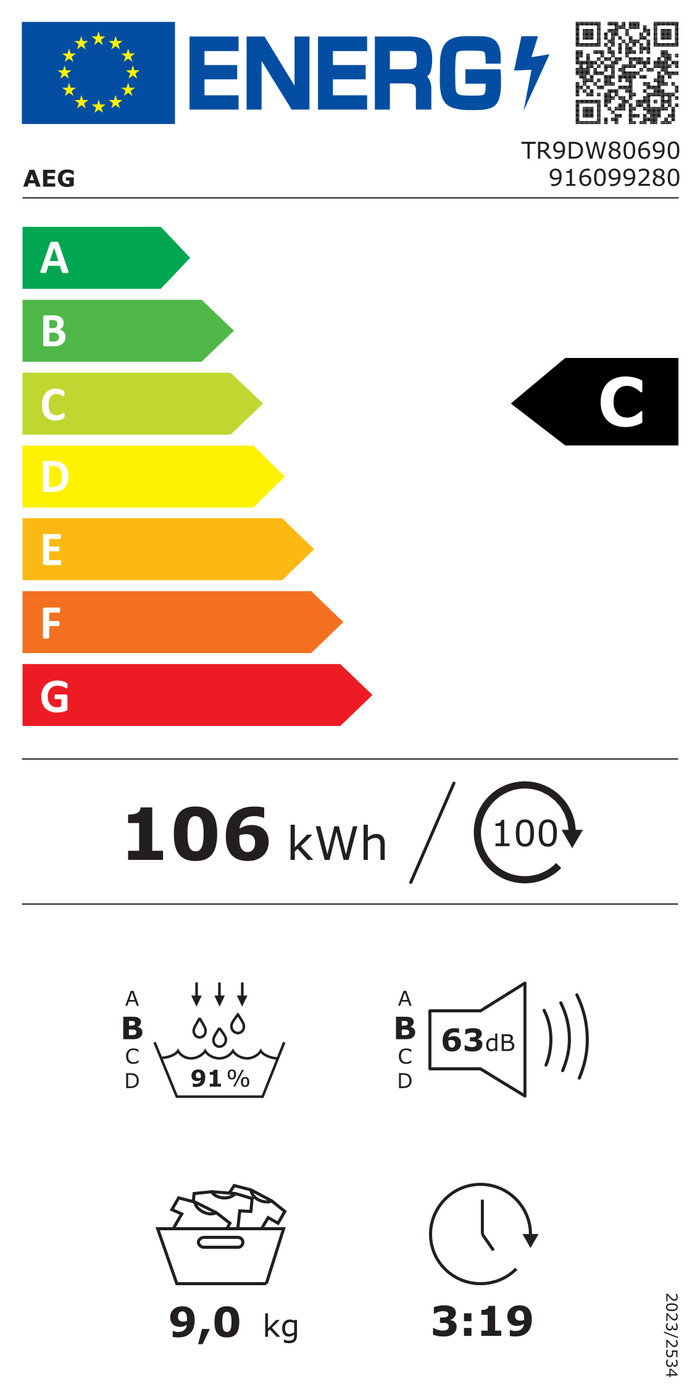 AEG TR9DW80690 AbsoluteCare Plus energielabel