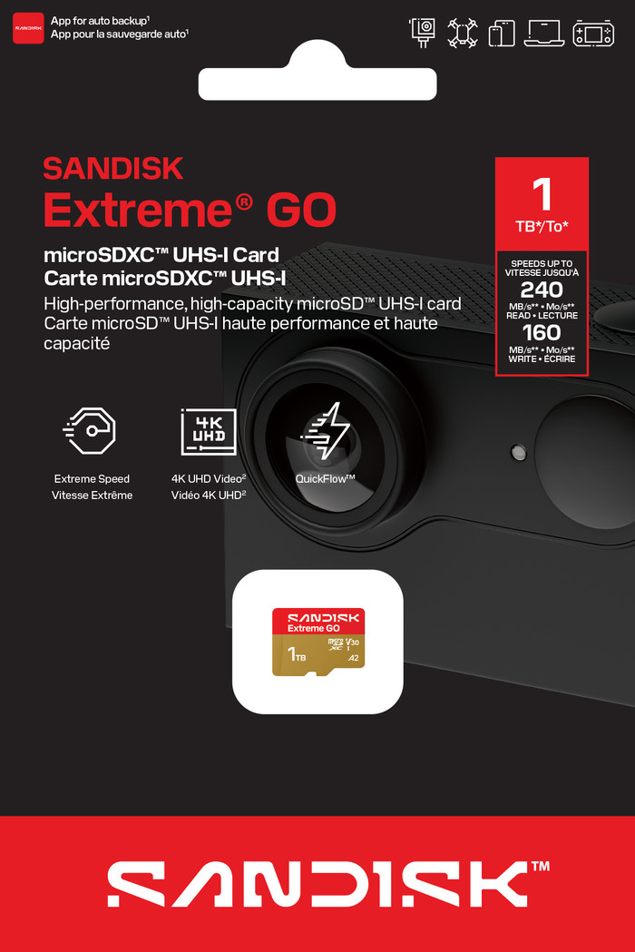 SANDISK Extreme GO microSDXC 1TB 240 MB/s verpackung