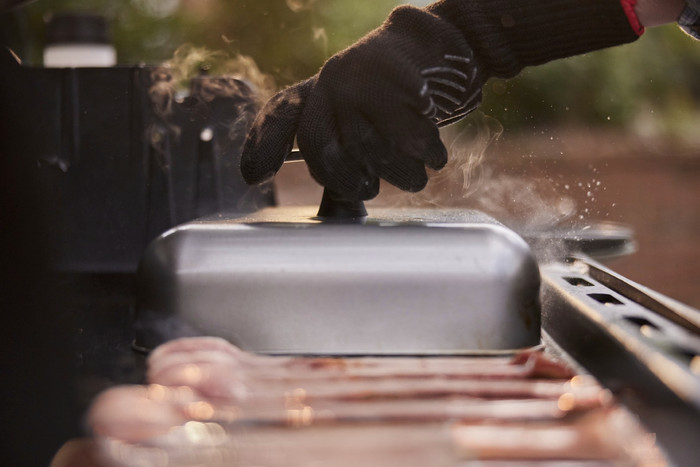 Weber Griddle Basting Dome product in use
