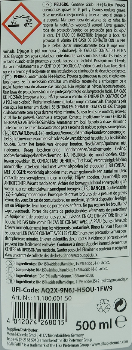 Scanpart Descaler 500ml visual supplier