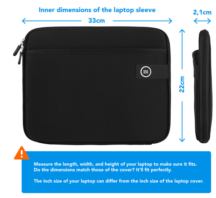 BlueBuilt Laptop Sleeve Width 33cm 14 inches S Black null