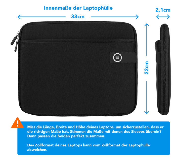 BlueBuilt Laptophülle Breite 33 cm 14 Zoll S Schwarz null
