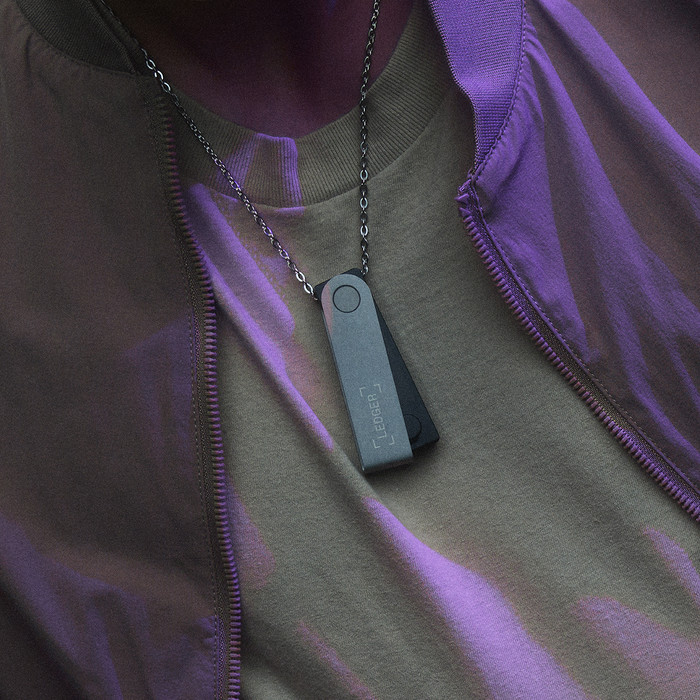 Ledger Nano X Purple Amethyst product in use