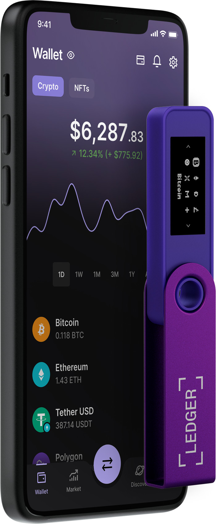 Ledger Nano X Purple Amethyst product in use