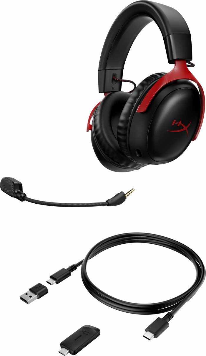 HyperX Cloud III Wireless Gaming-Headset - Schwarz/Rot (PC, PS5, PS4) null