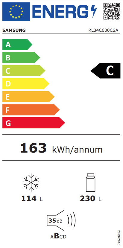Samsung RL34C600CSA/EG energy label