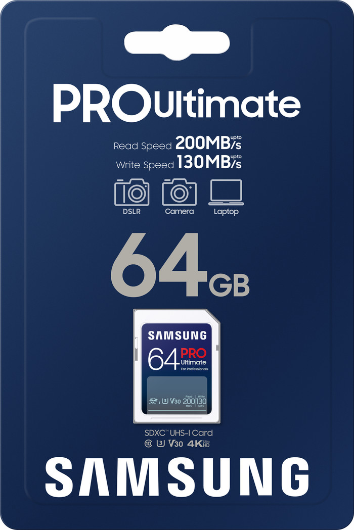 Samsung SDXC PRO Ultimate 64GB 130MB/s packaging