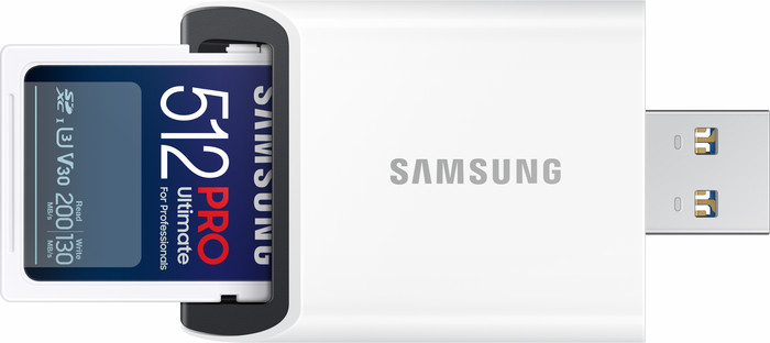 Samsung SDXC PRO Ultimate 512GB 130 MB/s + USB-Adapter produkt in gebrauch