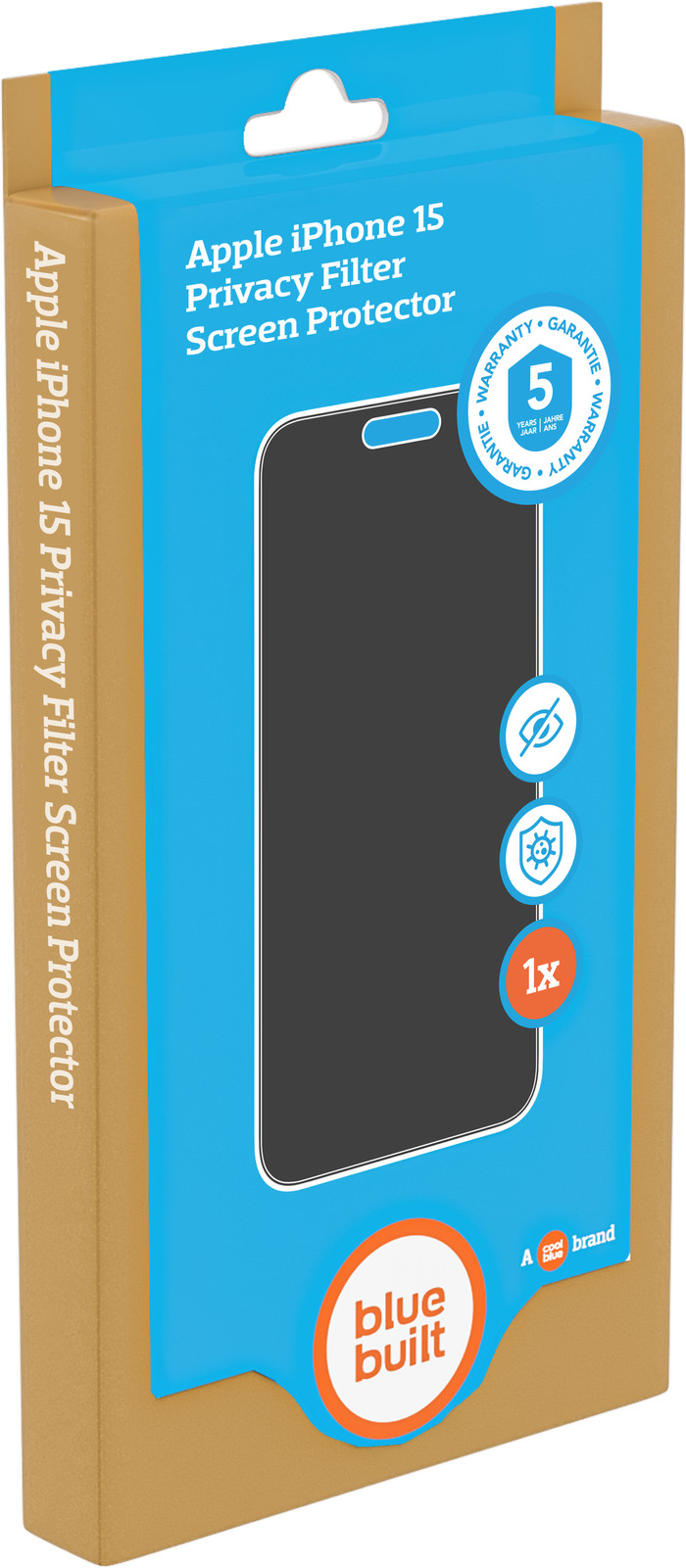 BlueBuilt Apple iPhone 15 Privacy Filter Screen Protector Glass null