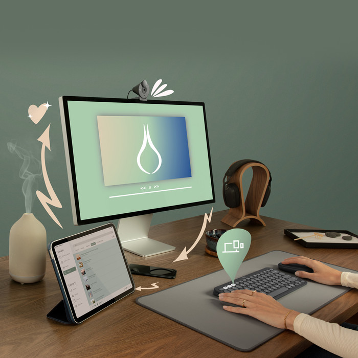 Logitech Pebble Keyboard 2 - K380s Grafit Qwertz produkt in gebrauch