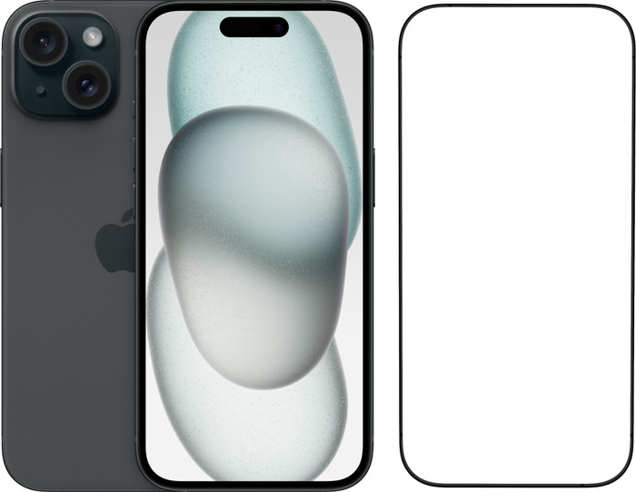 Apple iPhone 15 128GB Black + BlueBuilt Screen Protector Glass Main Image