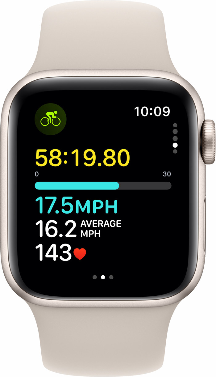 Apple Watch SE (2022) 40mm Starlight Aluminum Sport Band S/M front