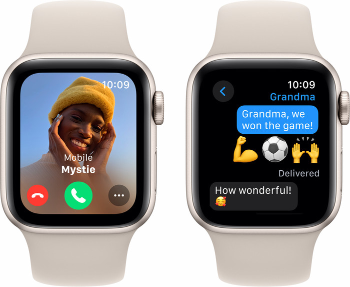 Apple Watch SE (2022) 40mm Starlight Aluminum Sport Band S/M front