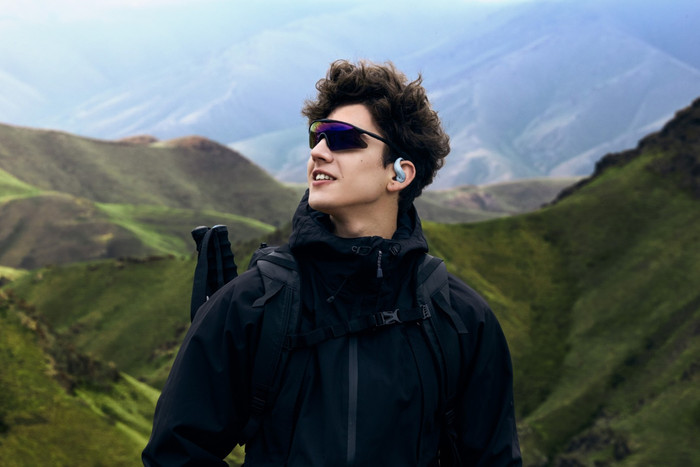 Shokz OpenFit Air 2 Blau produkt in gebrauch