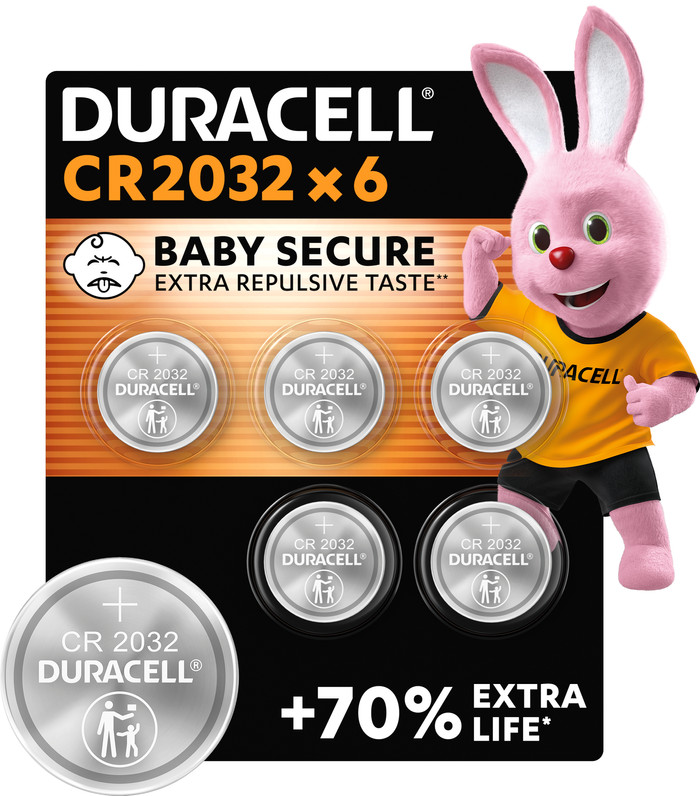 Duracell Specialty CR2032 lithium button cell batteries 3V 6 pieces Main Image