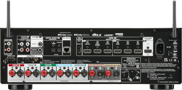 Denon AVR-X1800H Black back
