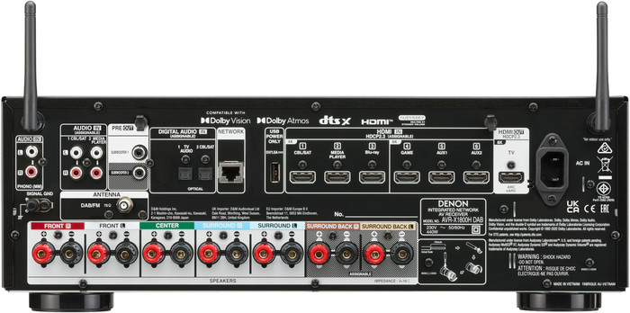 Denon AVR-X1800H DAB Schwarz rückseite