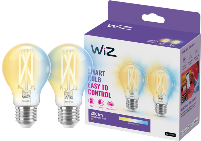 WiZ Smart Filament Light Standard 10-pack - Warm to Cool White Light - E27 front
