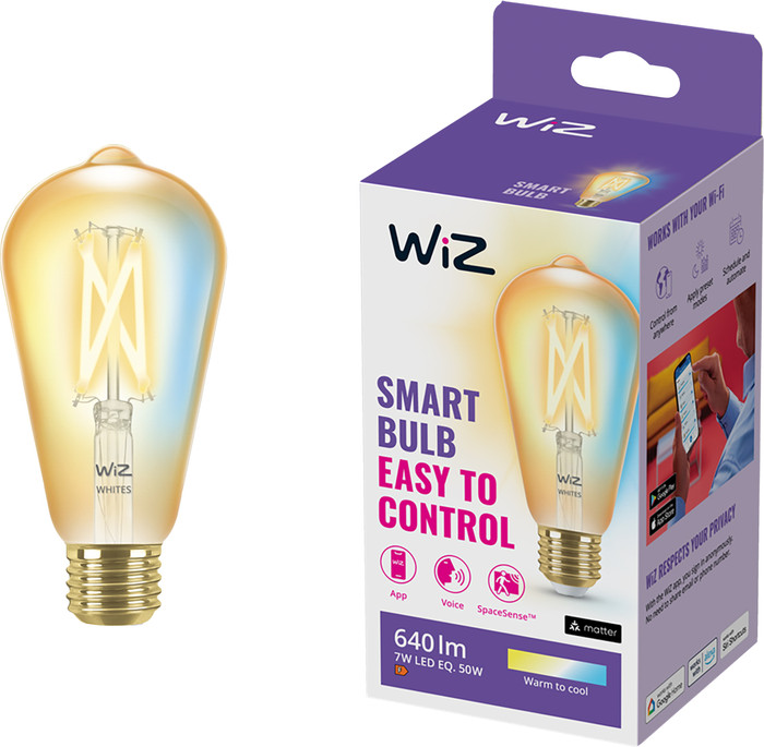 Wiz Smart Filament Light Edison 3-pack - Warm to Cool White Light - E27 front