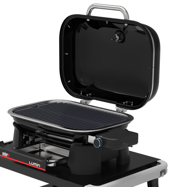 Weber Lumin Compact Black mit Untergestell detail