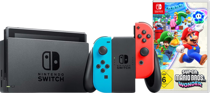 Nintendo Switch Red/Blue + Super Mario Bros. Wonder Main Image