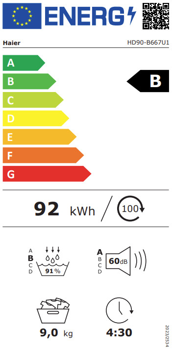Haier HD90-B667U1 energielabel