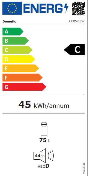 Dometic CFX5 75DZ energy label