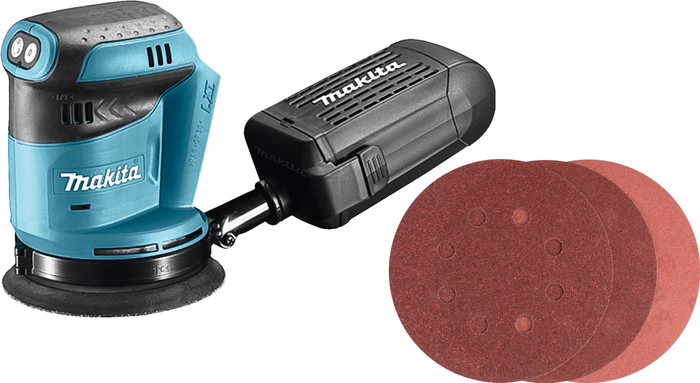 Makita DBO180ZJ (without battery) + Bosch Sanding Disc 125mm K80, K120, K240 (25x) Main Image