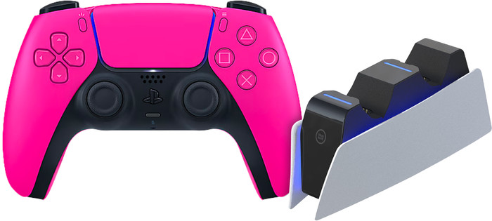 Kabelloser Controller Sony PlayStation 5 DualSense Nova Pink + BlueBuilt Ladestation Main Image