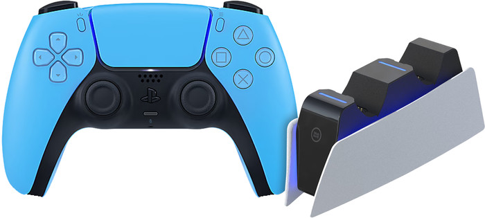 Kabelloser Controller Sony PlayStation 5 DualSense Starlight Blue + BlueBuilt-Ladestation Main Image