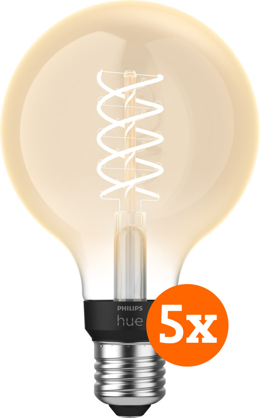 Philips Hue Filament Light White Globe E27 5-pack Main Image