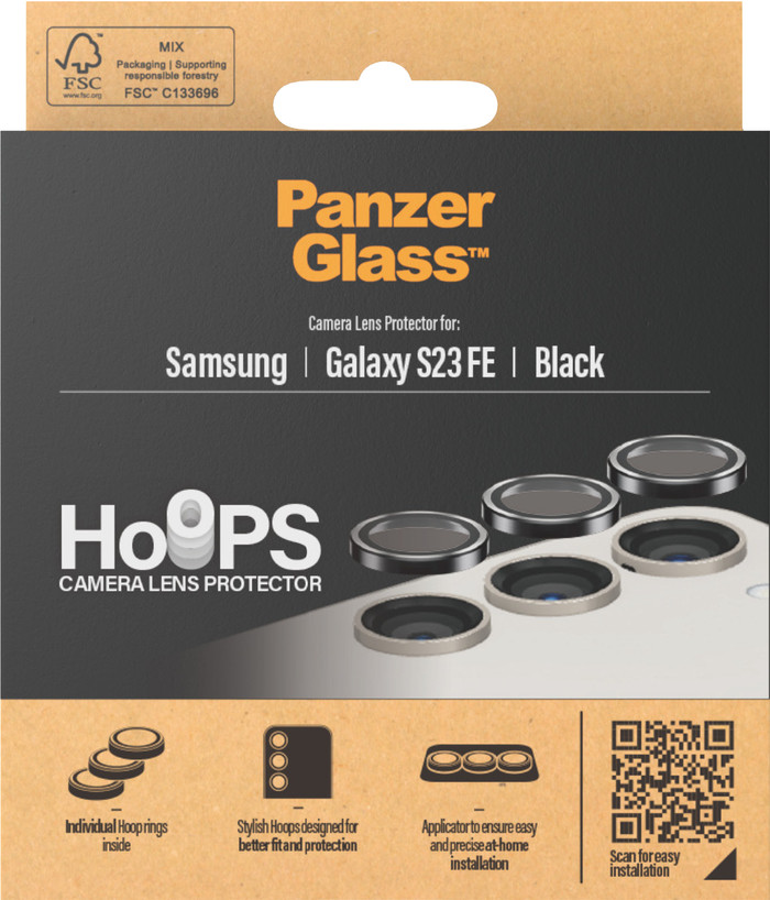 PanzerGlass Hoops Samsung Galaxy S23 FE Camera Lens Protector Glass packaging