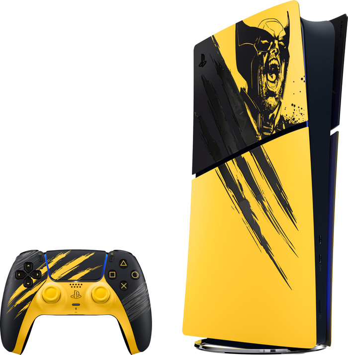 PlayStation 5 Slim Digital Edition + Wolverine Battle Yellow Limited Edition vorne