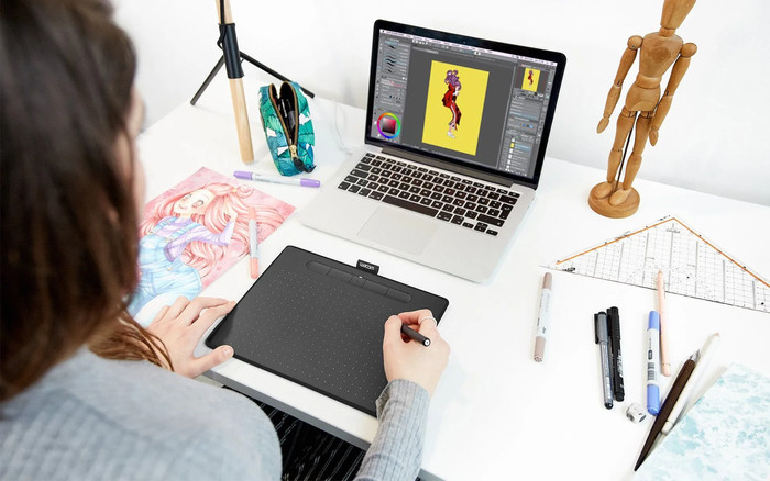 Wacom Intuos M Schwarz produkt in gebrauch