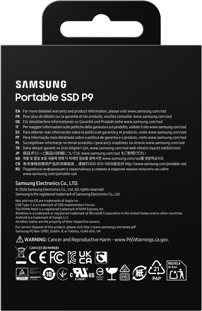 Samsung P9 Portable SSD 2 TB verpackung