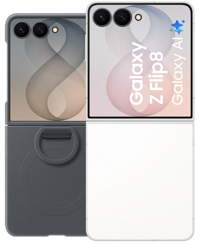 Samsung Galaxy Z Flip8 256GB Weiß 5G + Backcover aus Silikon mit Magnet Schwarz Main Image