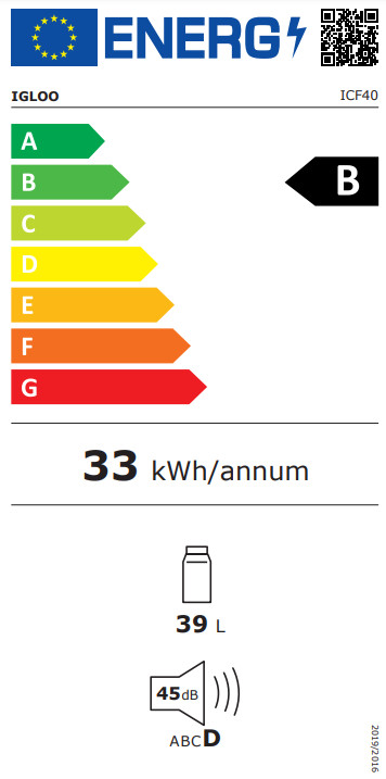 Igloo ICF40 energielabel