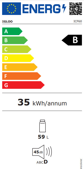 Igloo ICF60 energielabel